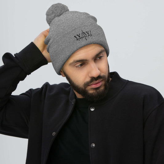 Winners Win grey beanie hat with the original Winners Win logo embroidered in black